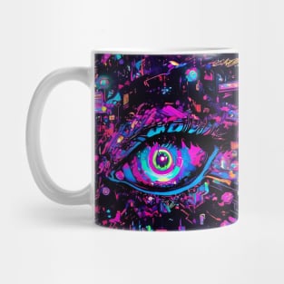 Neon eye closeup abstract art Mug